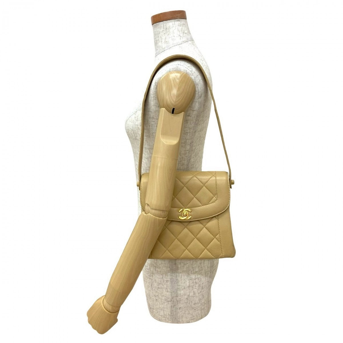 Chanel lambskin COCO Mark Matrasse Beige Shoulder Bag 821A821