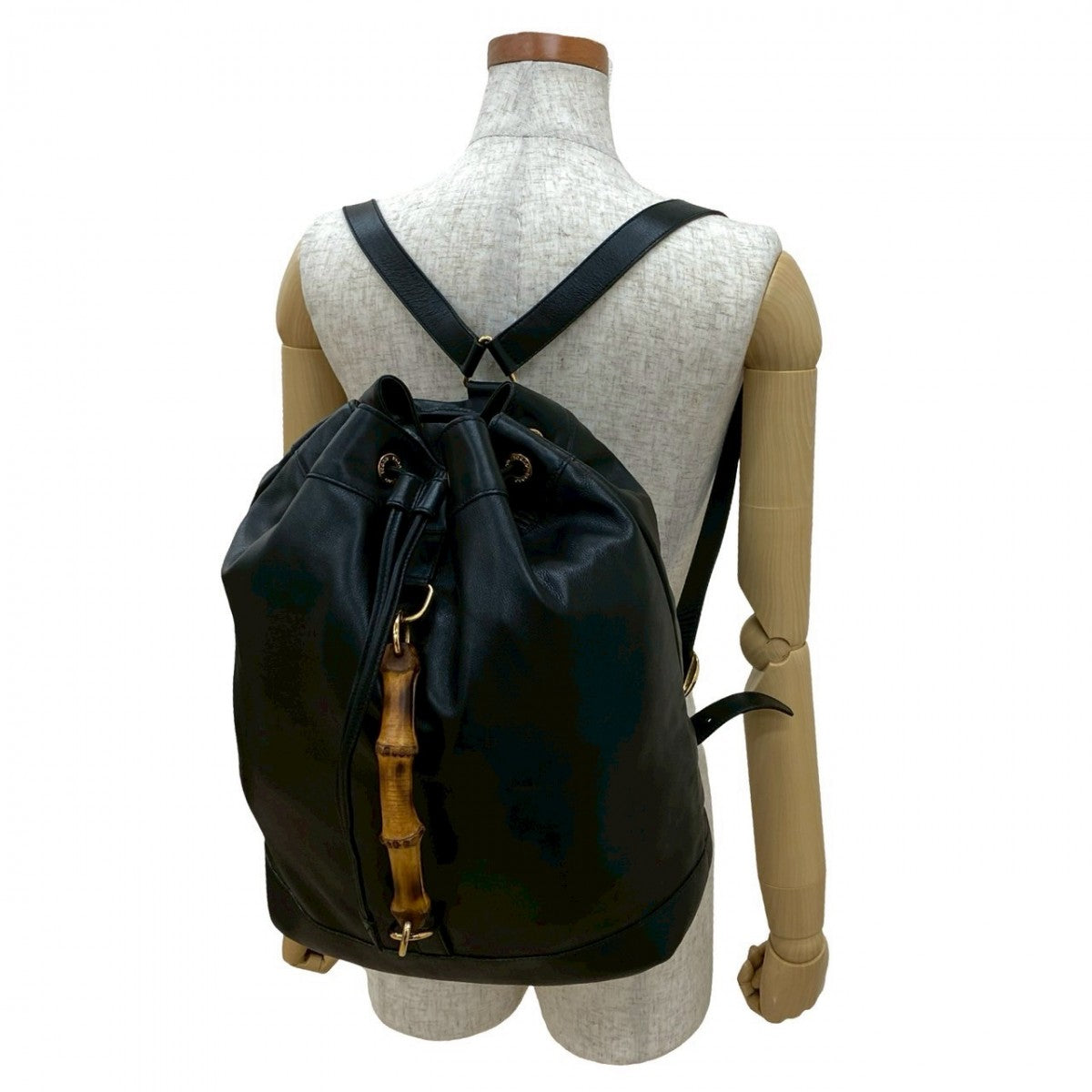 Gucci Backpack Bamboo Leather Black 821A821