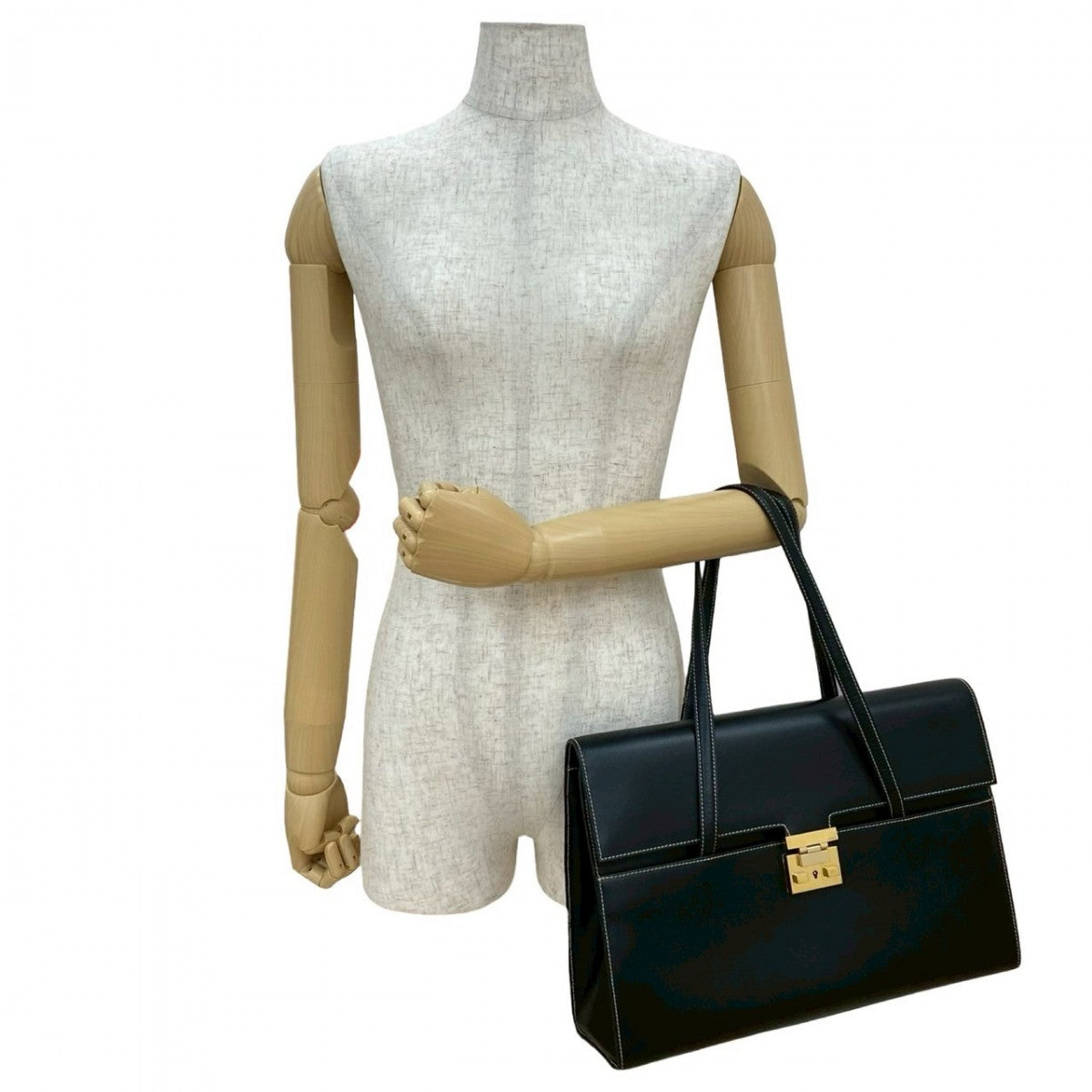 Gucci Metal Leather Black Logo Handbag