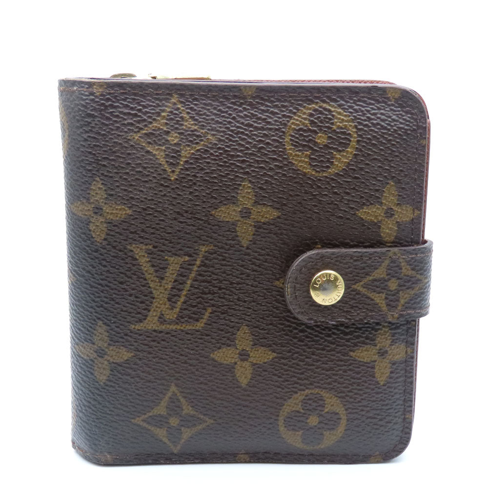 Louis Vuitton Bifold M61667 Compact zip Monogram Brown Wallet Case