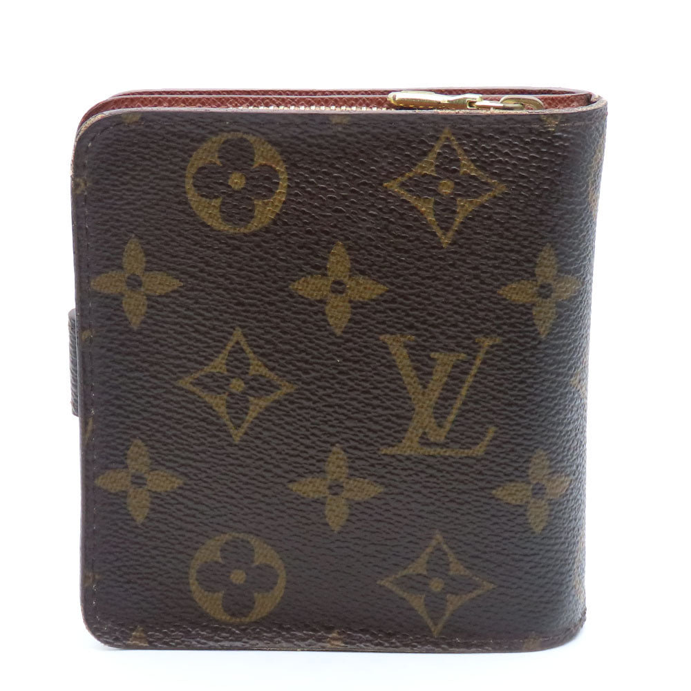 Louis Vuitton Bifold M61667 Compact zip Monogram Brown Wallet Case