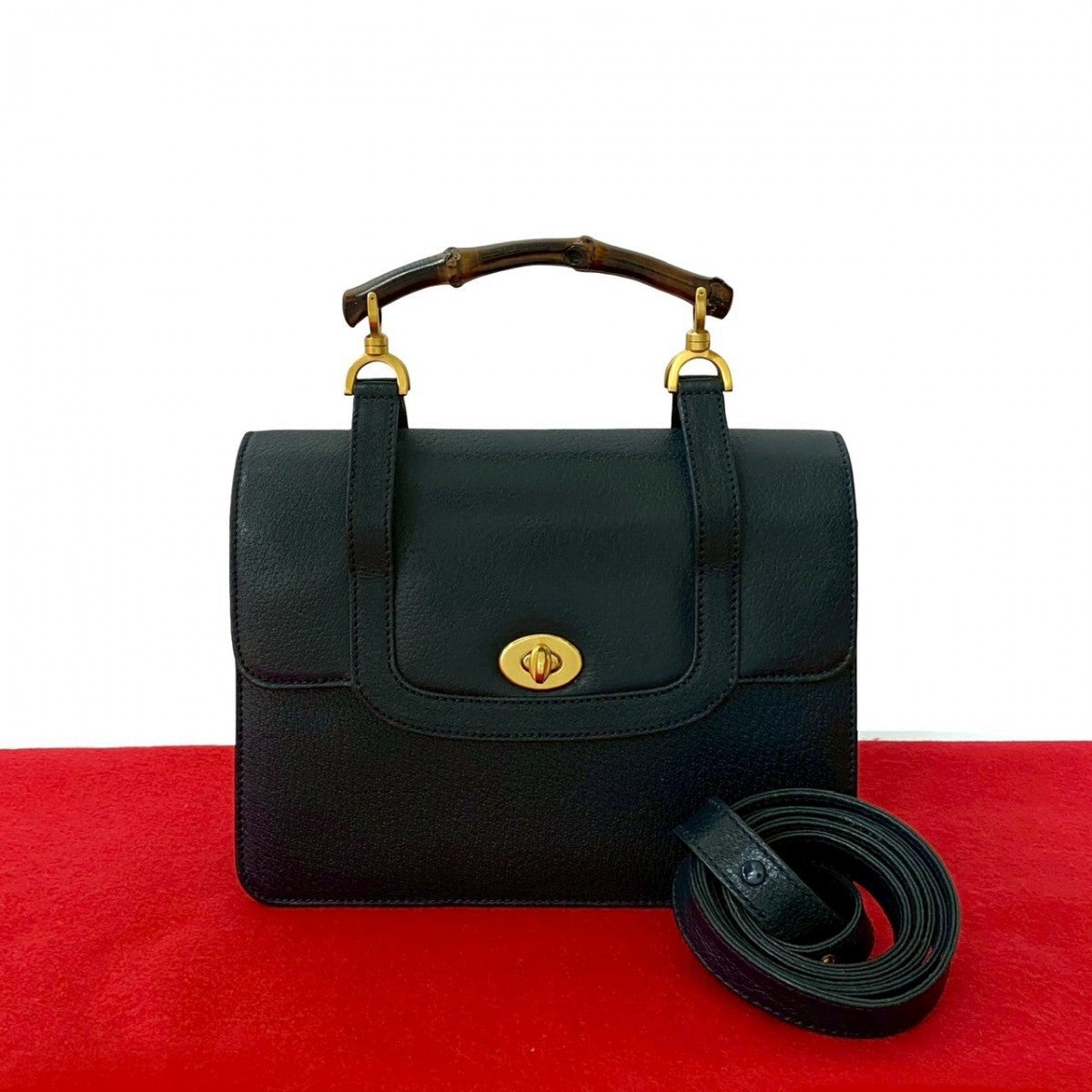 Gucci Bamboo Leather Navy Shoulder Bag