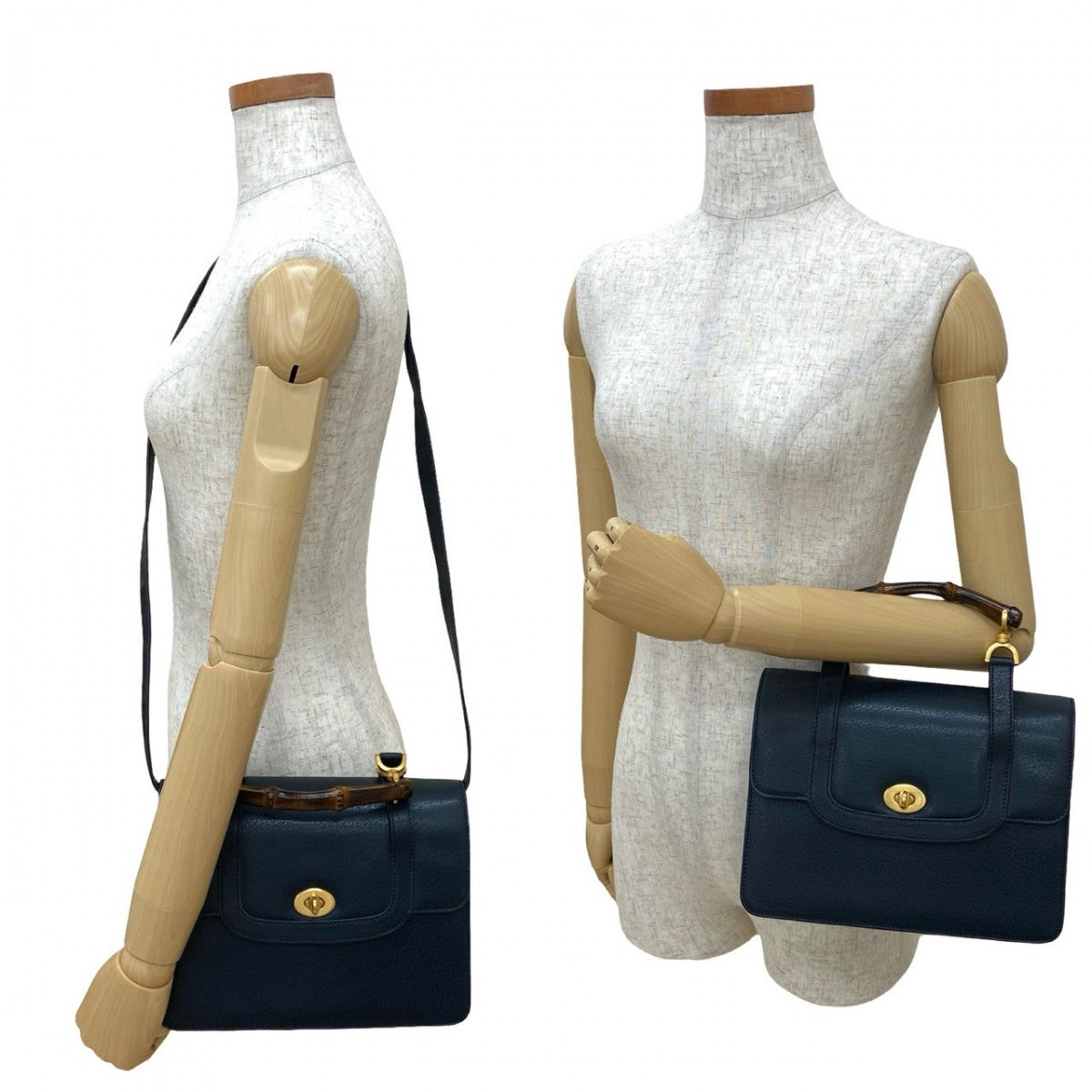 Gucci Bamboo Leather Navy Shoulder Bag