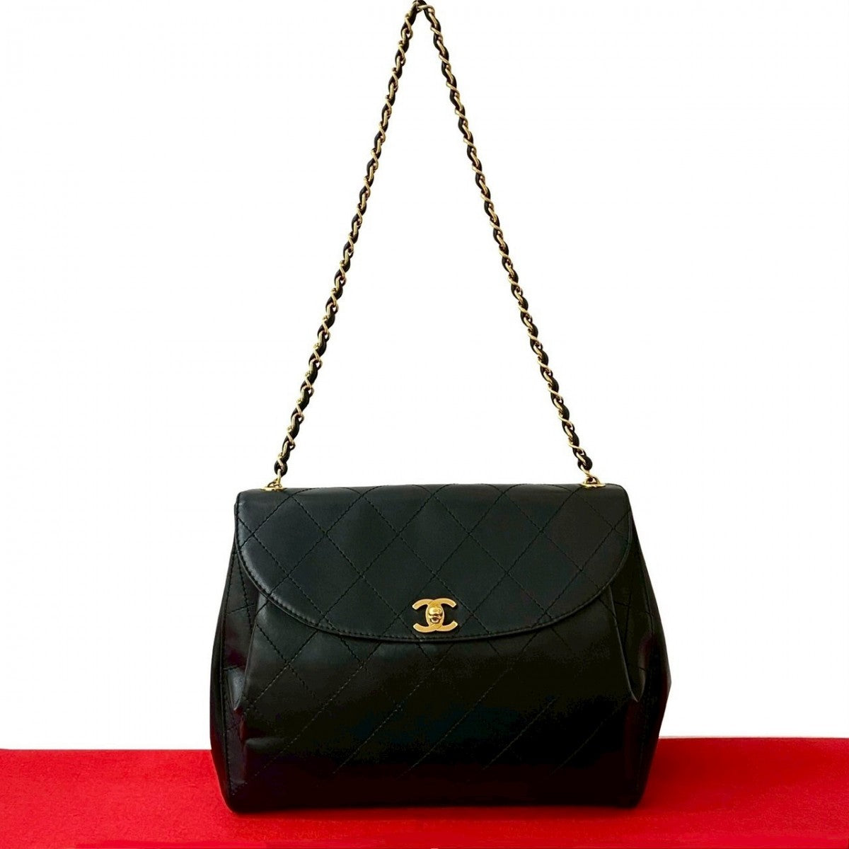 Chanel lambskin COCO Mark Bicolole Black Shoulder Bag