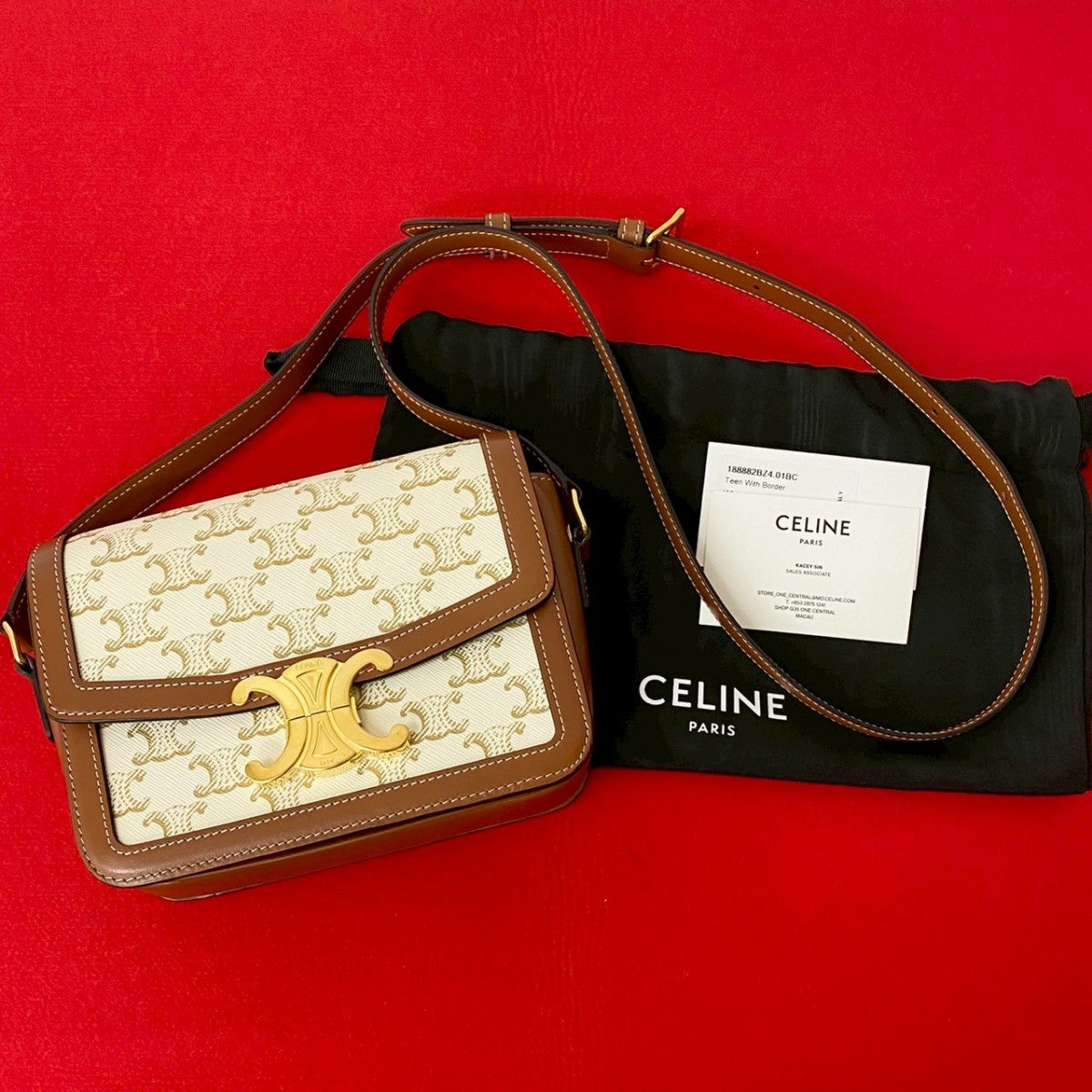 Shoulder Bag Teen Triomphe Leather White