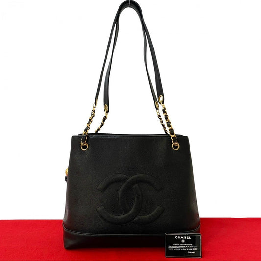 Chanel Matt caviar skin COCO Mark Black Tote Bag