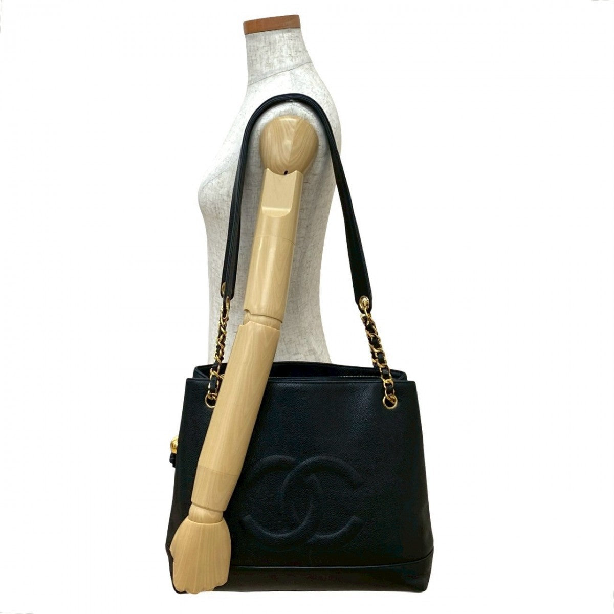 Chanel Matt caviar skin COCO Mark Black Tote Bag