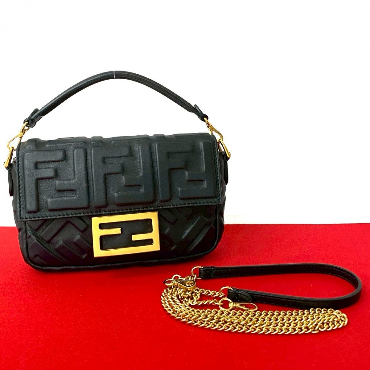 Fendi Shoulder Bag Mamma Leather Black Bucket 822A822 36633