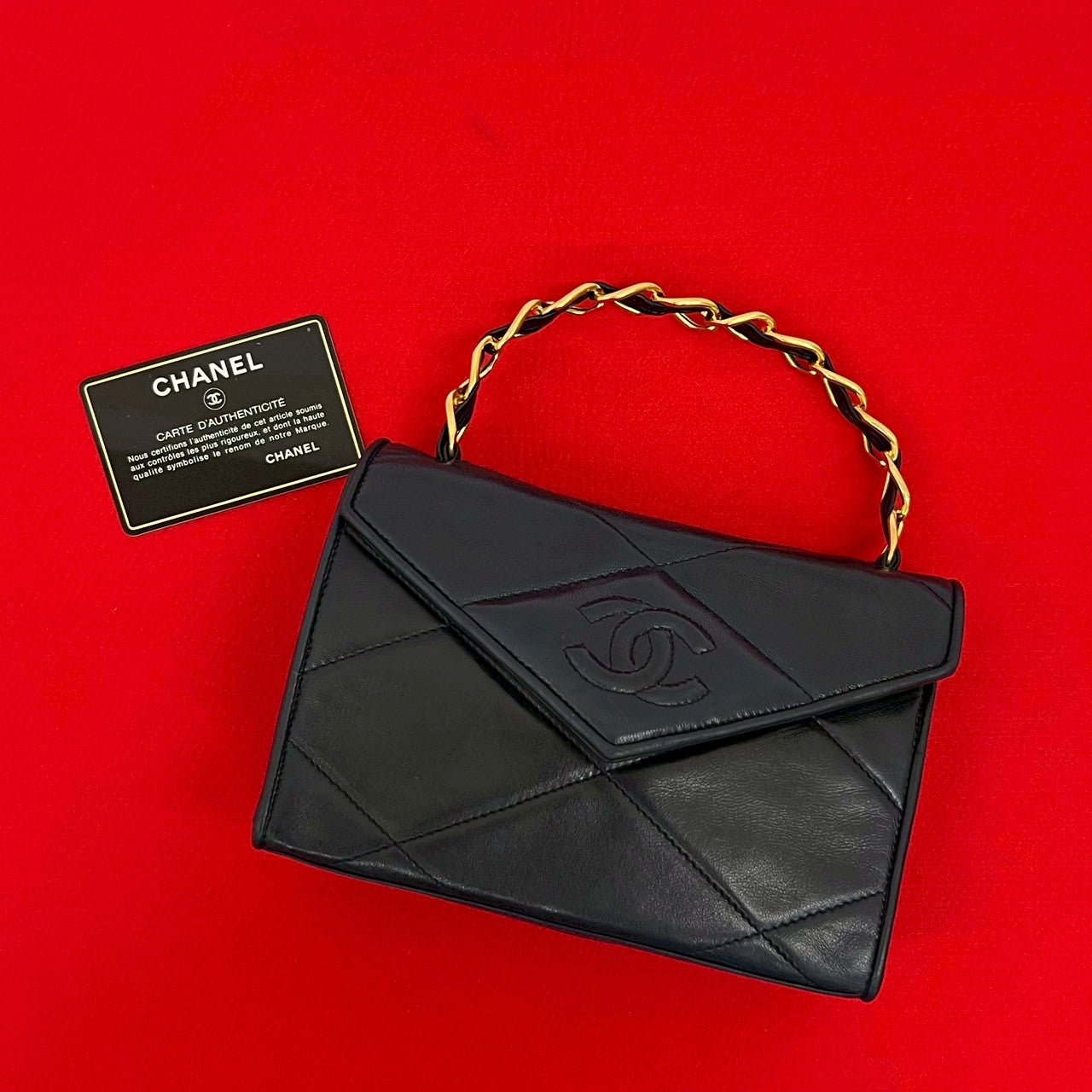 Chanel lambskin Navy Matrasse Handbag