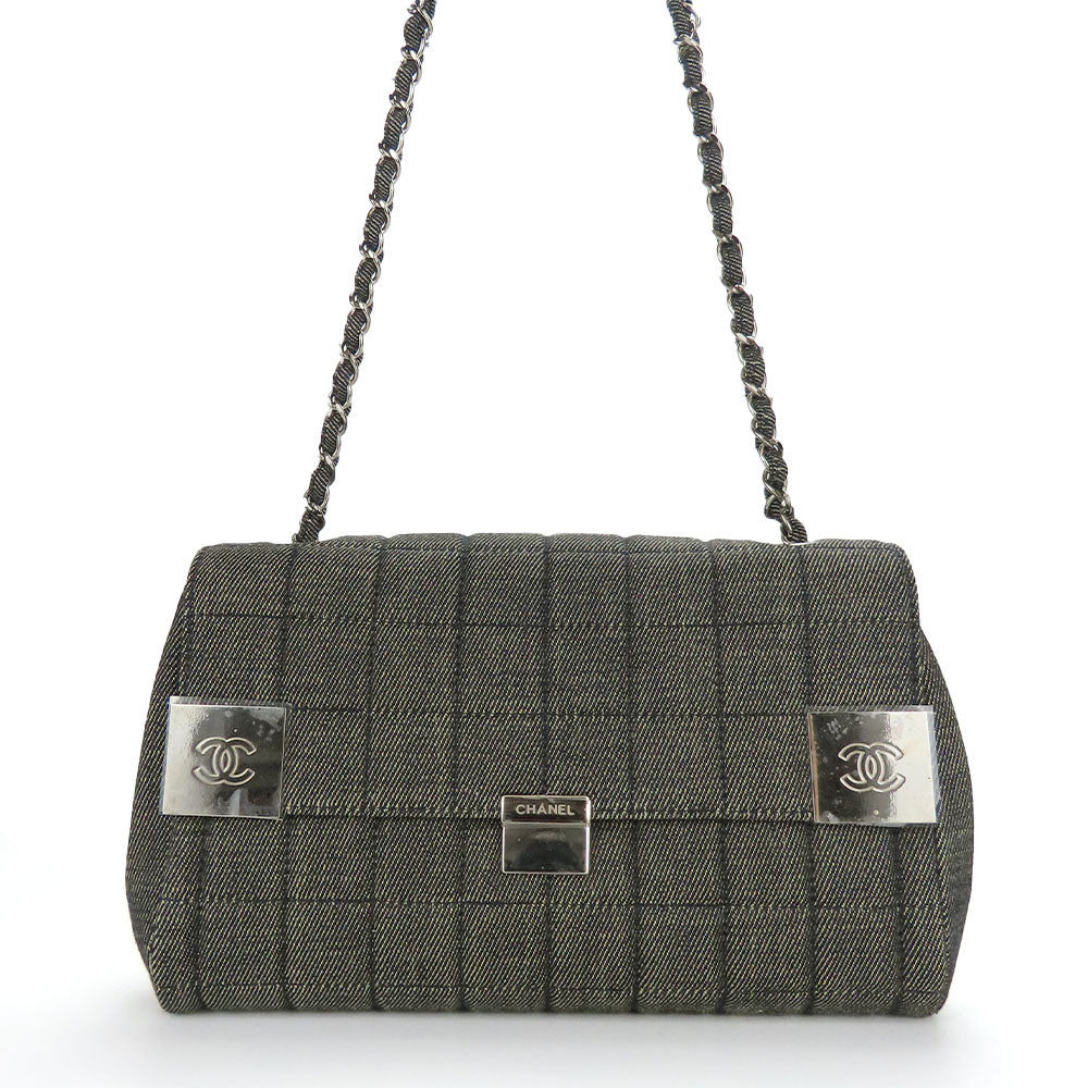 Chanel denim Navy Chocolate bar Shoulder Bag