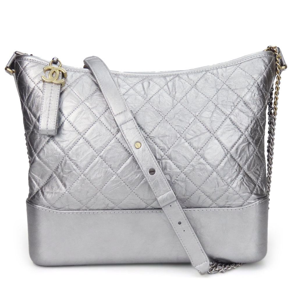 Chanel Gabriel Silver Leather Shoulder Bag