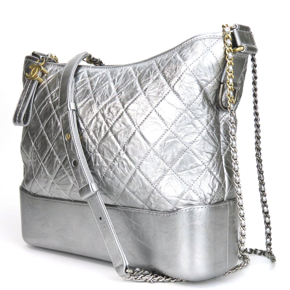 Chanel Gabriel Silver Leather Shoulder Bag