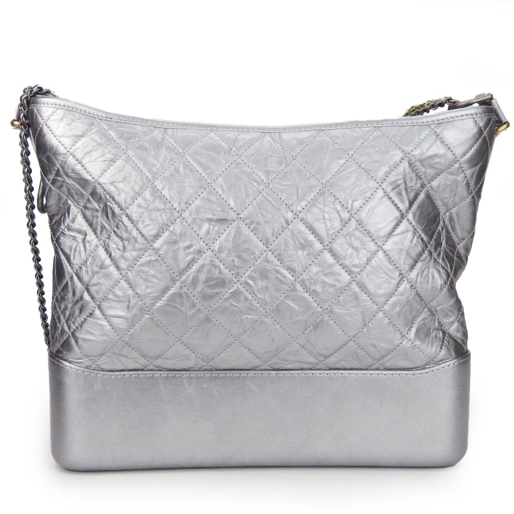 Chanel Gabriel Silver Leather Shoulder Bag