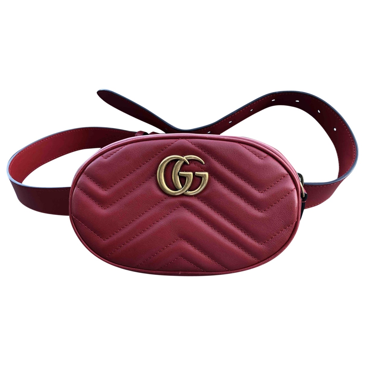 Gucci marmont red leather clutch bag