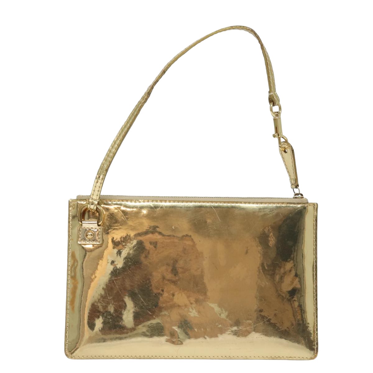 LOUIS VUITTON Monogram Miroir Pochette Plat Clutch Bag Gold M95278 Auth 82359