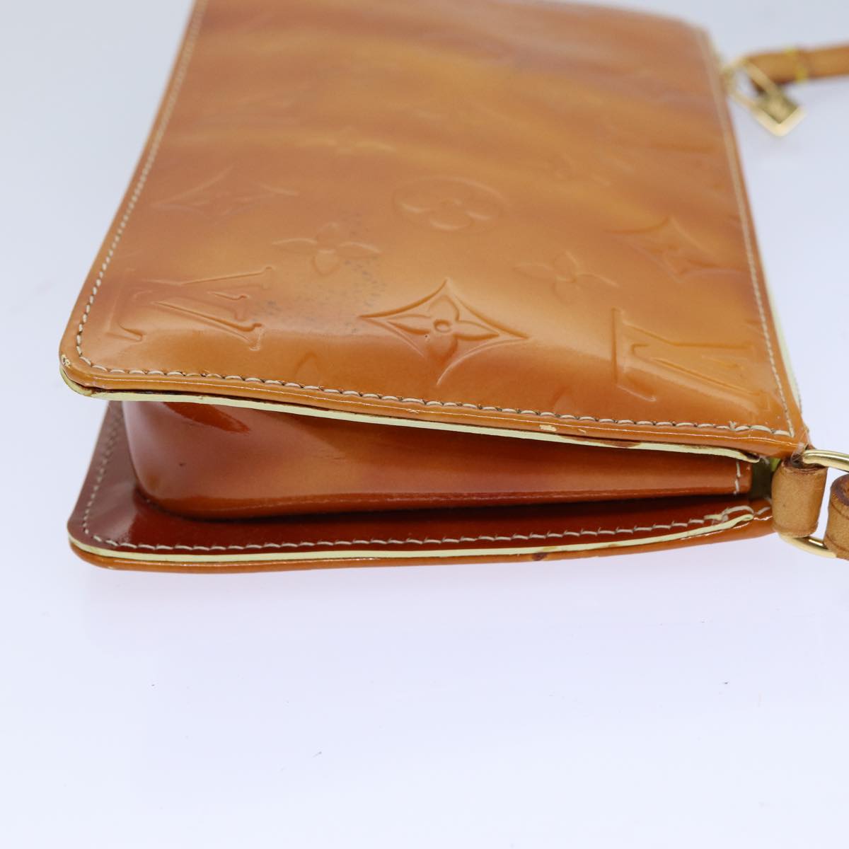 LOUIS VUITTON Vernis Lexington Accessory Pouch Lime Yellow M91058 LV Auth 82389