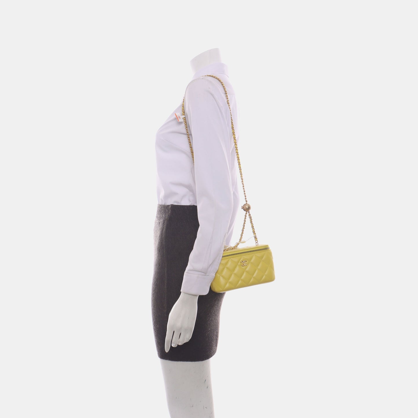 Chanel Vanity Lambskin Yellow Ball Adjustable Chip Gold Leather Mini Bag