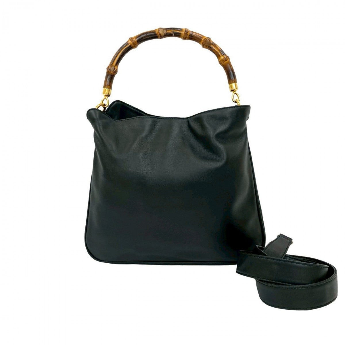 Gucci Bamboo Leather Black Shoulder Bag 823A819