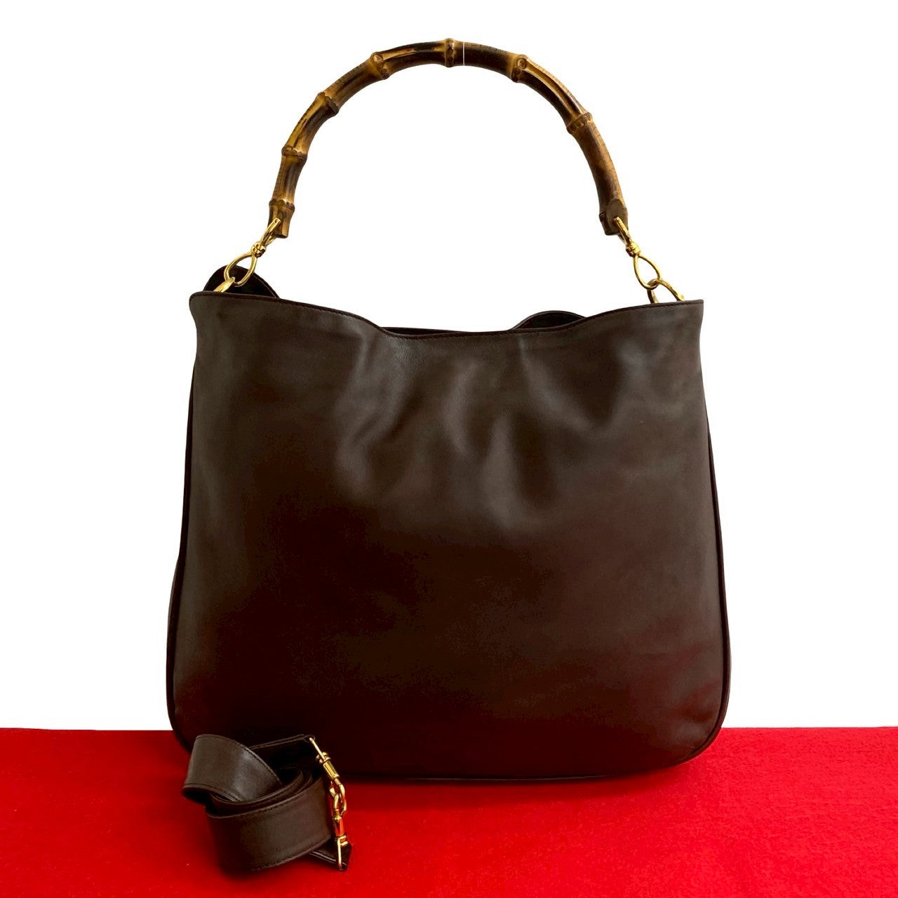 Gucci Bamboo Leather Brown Shoulder Bag 823A823