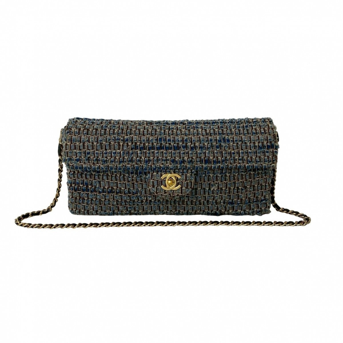 Chanel tweed Blue Shoulder Bag 823A823