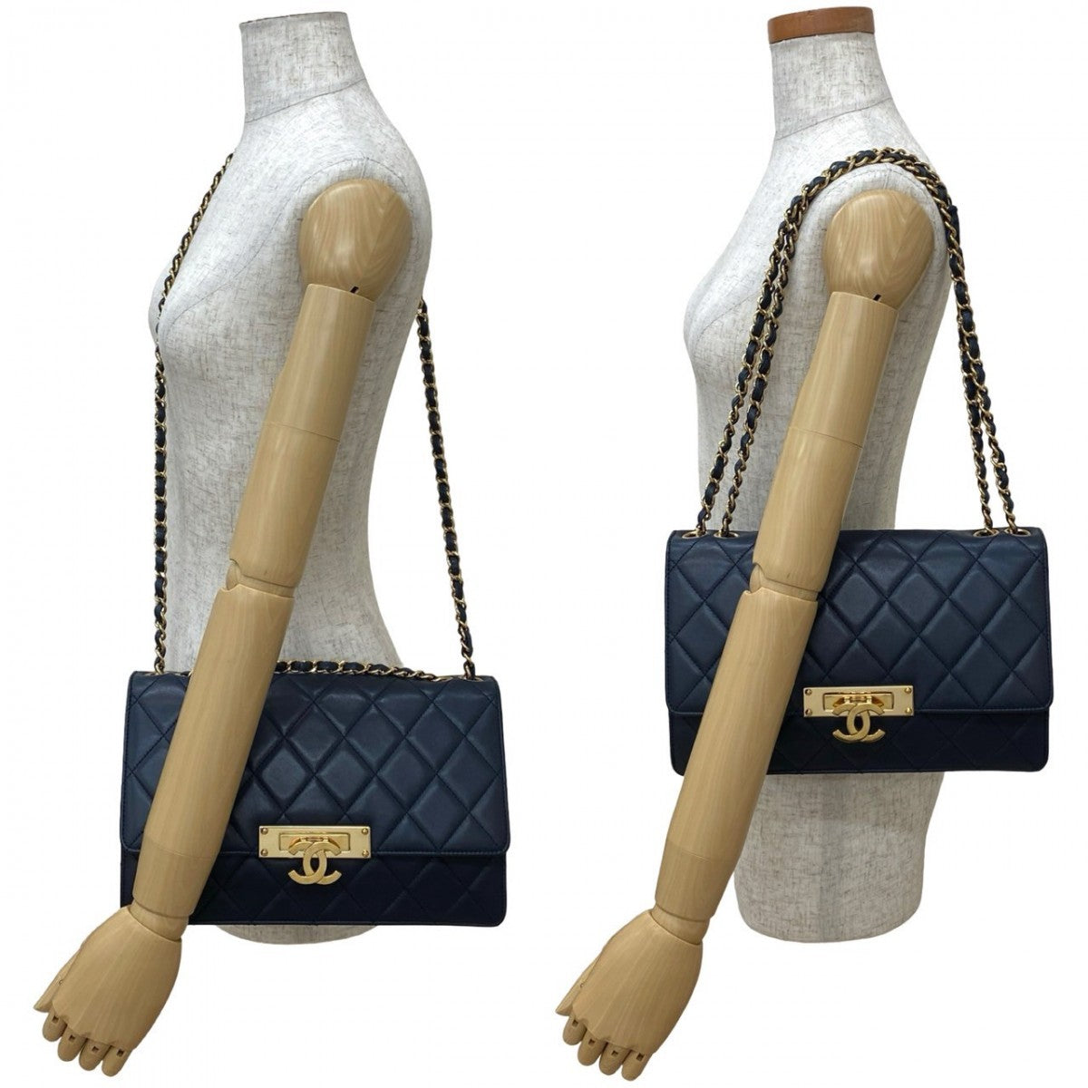 Chanel lambskin Navy Matrasse Shoulder Bag 823A823