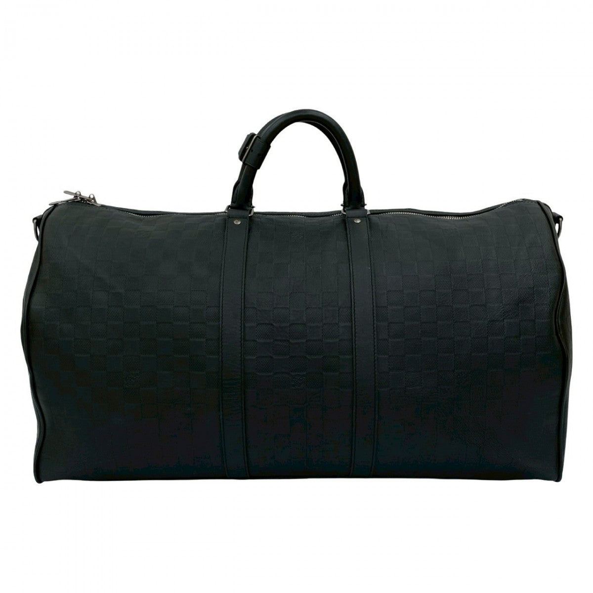 Louis Vuitton Boston Duffel Damier Anfini Keepall Leather Black Travel Bag