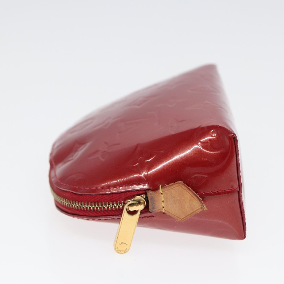 LOUIS VUITTON Monogram Vernis Pochette Cosmetic Pouch Rouge M91496 LV Auth 82459