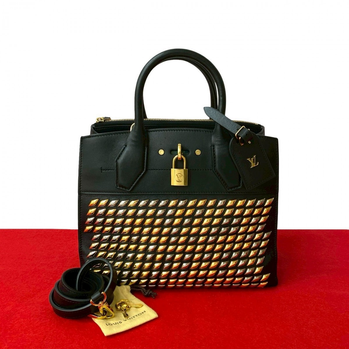 Louis Vuitton City Steamer PM Leather Black Shoulder Bag