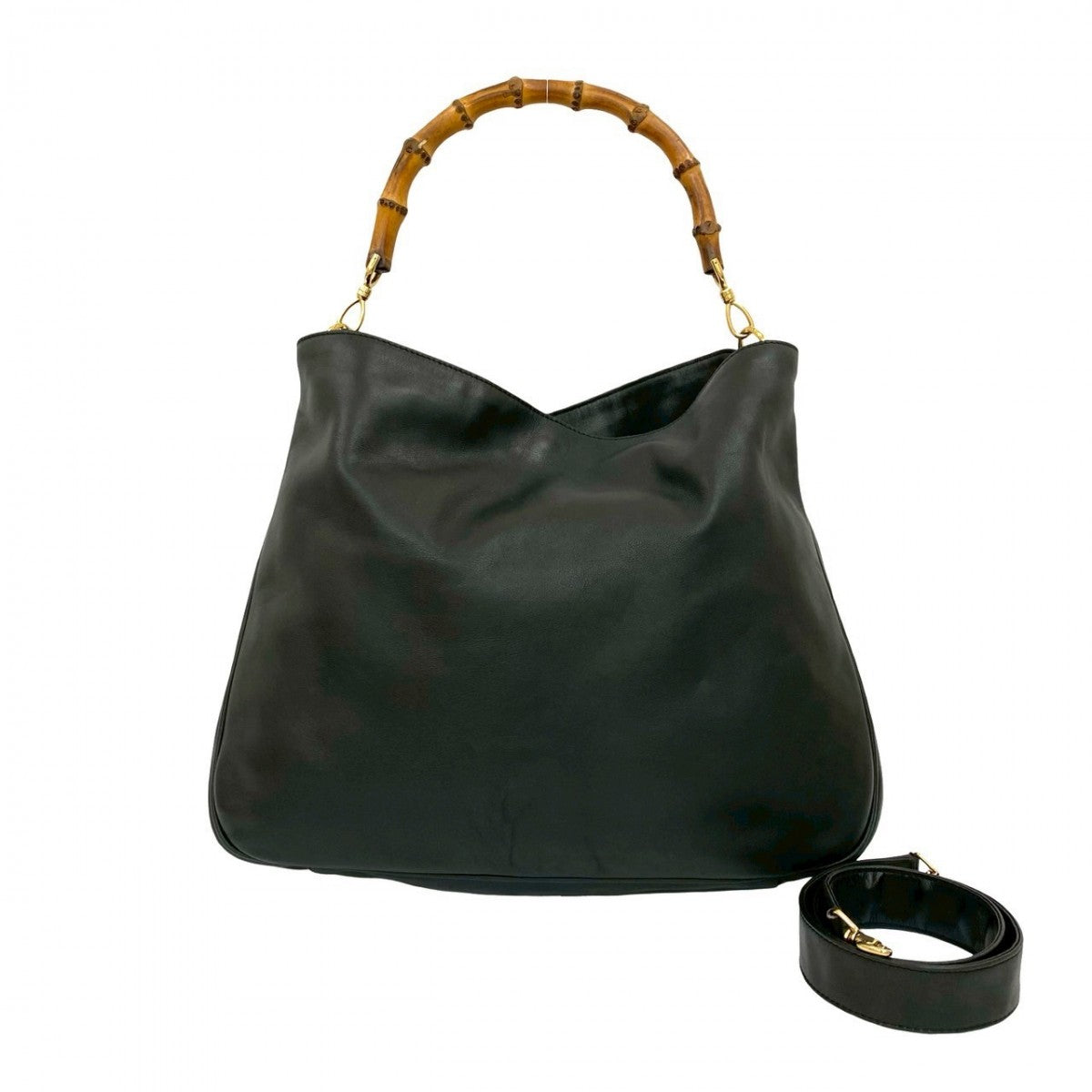 Gucci Bamboo Leather Black Shoulder Bag 824A824