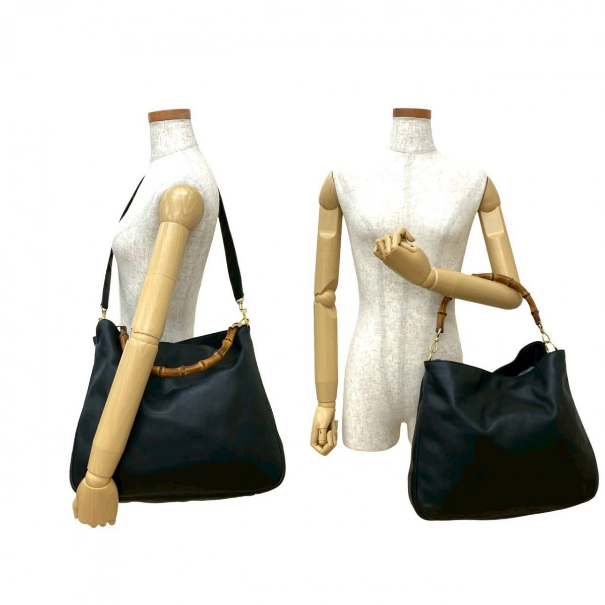 Gucci Bamboo Leather Black Shoulder Bag 824A824