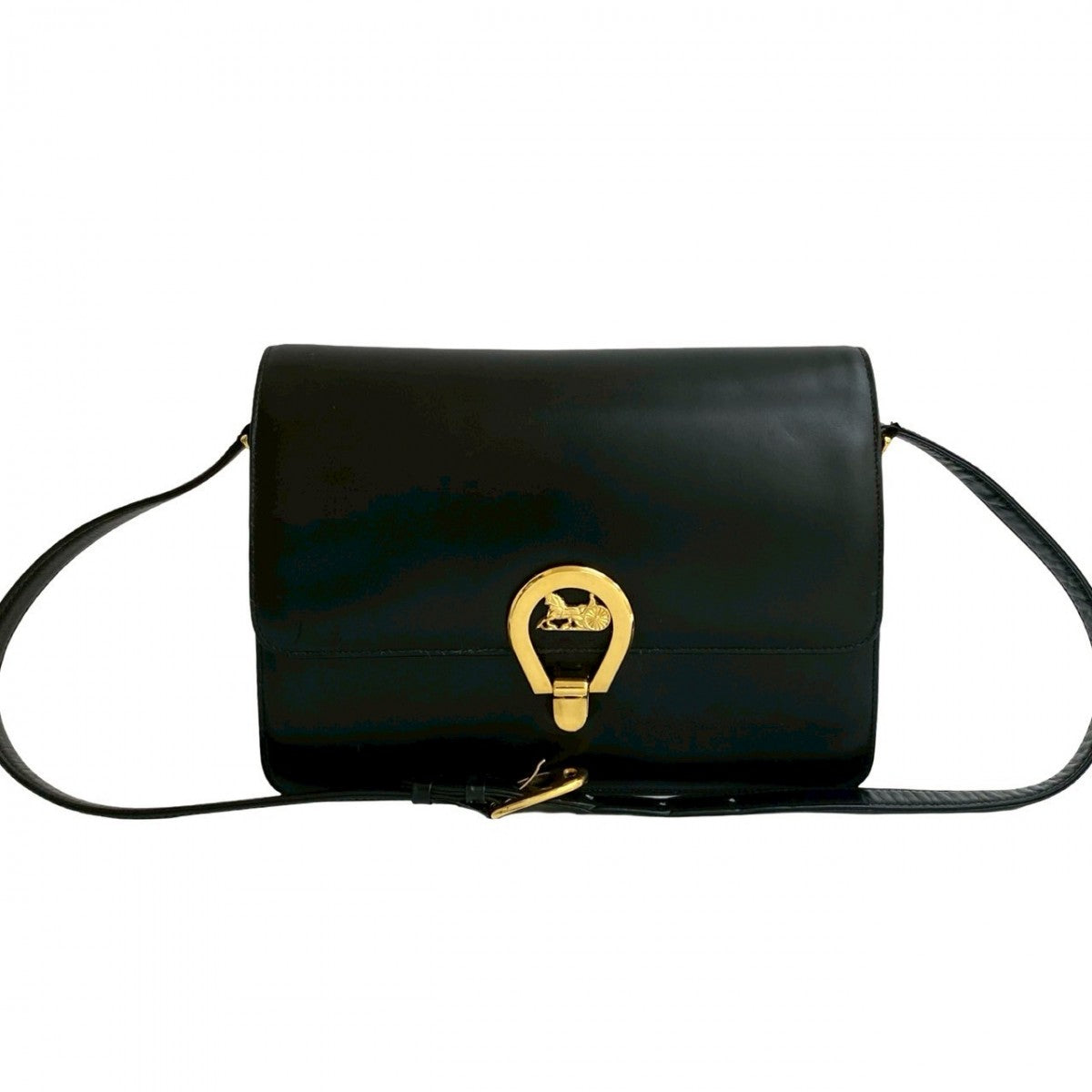 Shoulder Bag Carriage Metal Women Leather Black
