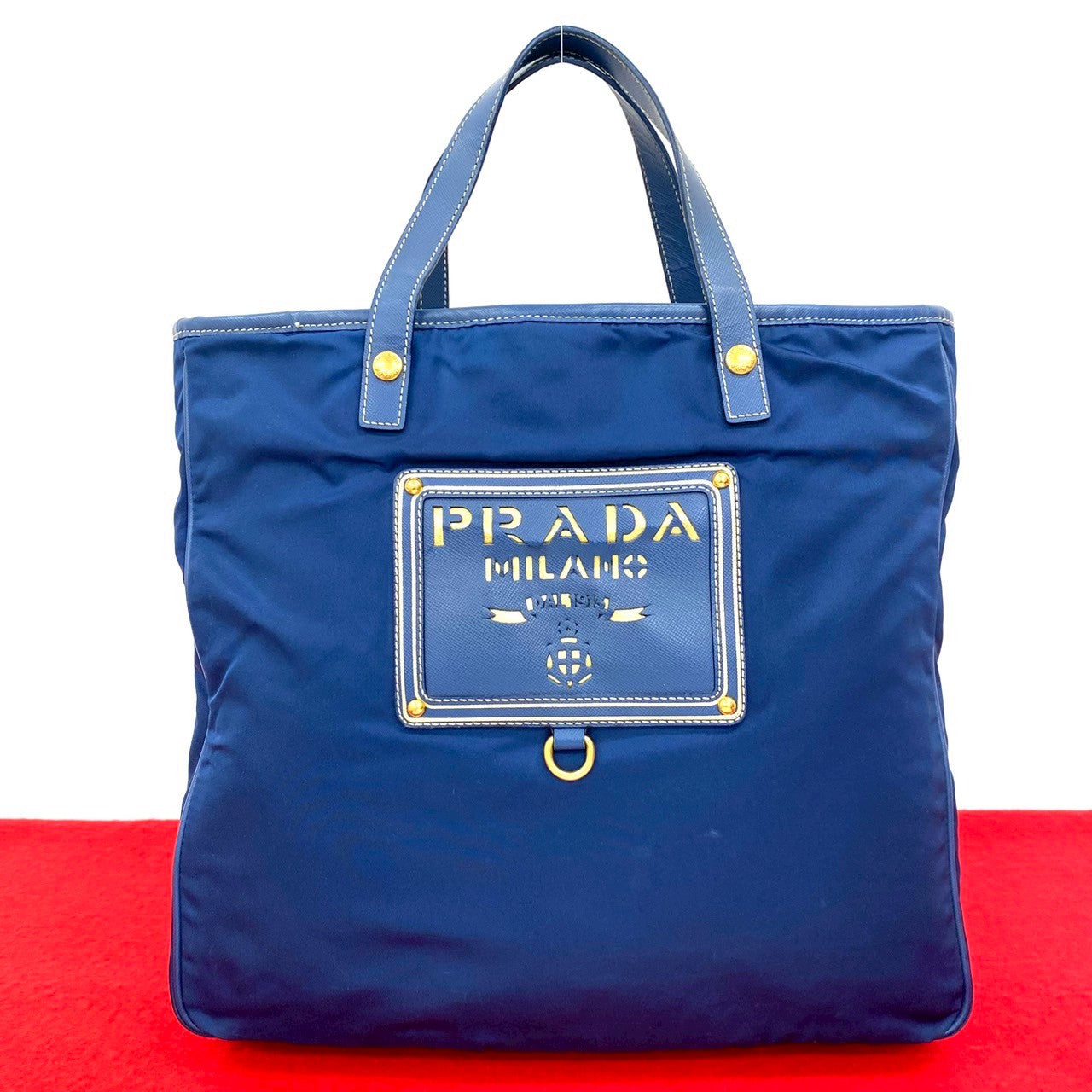 Prada Tessuto Handbag Leather Saffiano Travel Bag