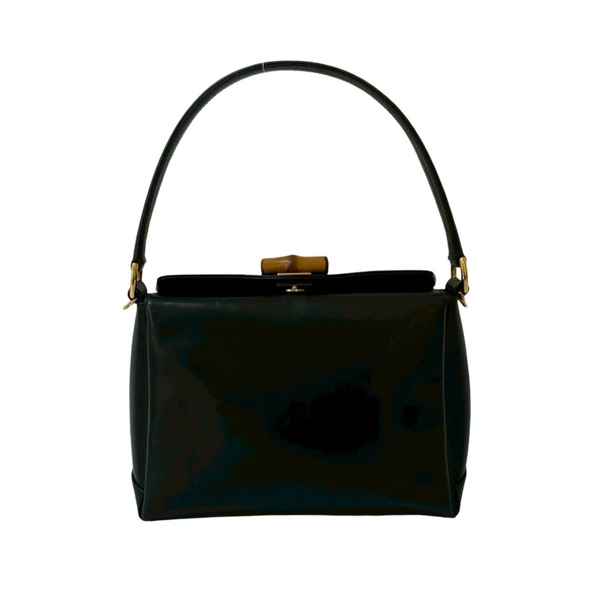 Gucci Bamboo Leather Black Handbag 824A824