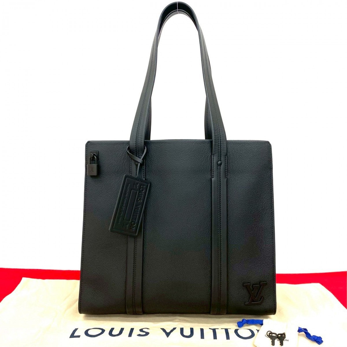 Louis Vuitton M57308 Aerogram Takeoff Leather Black Tote Bag