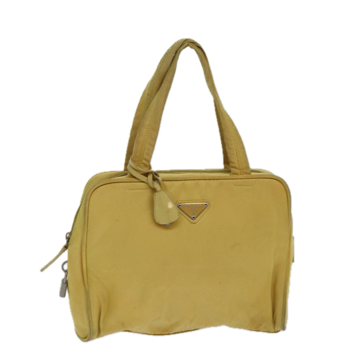 Prada Hand Bag Auth Nylon Yellow Travel Bag Yellow Auth 82566