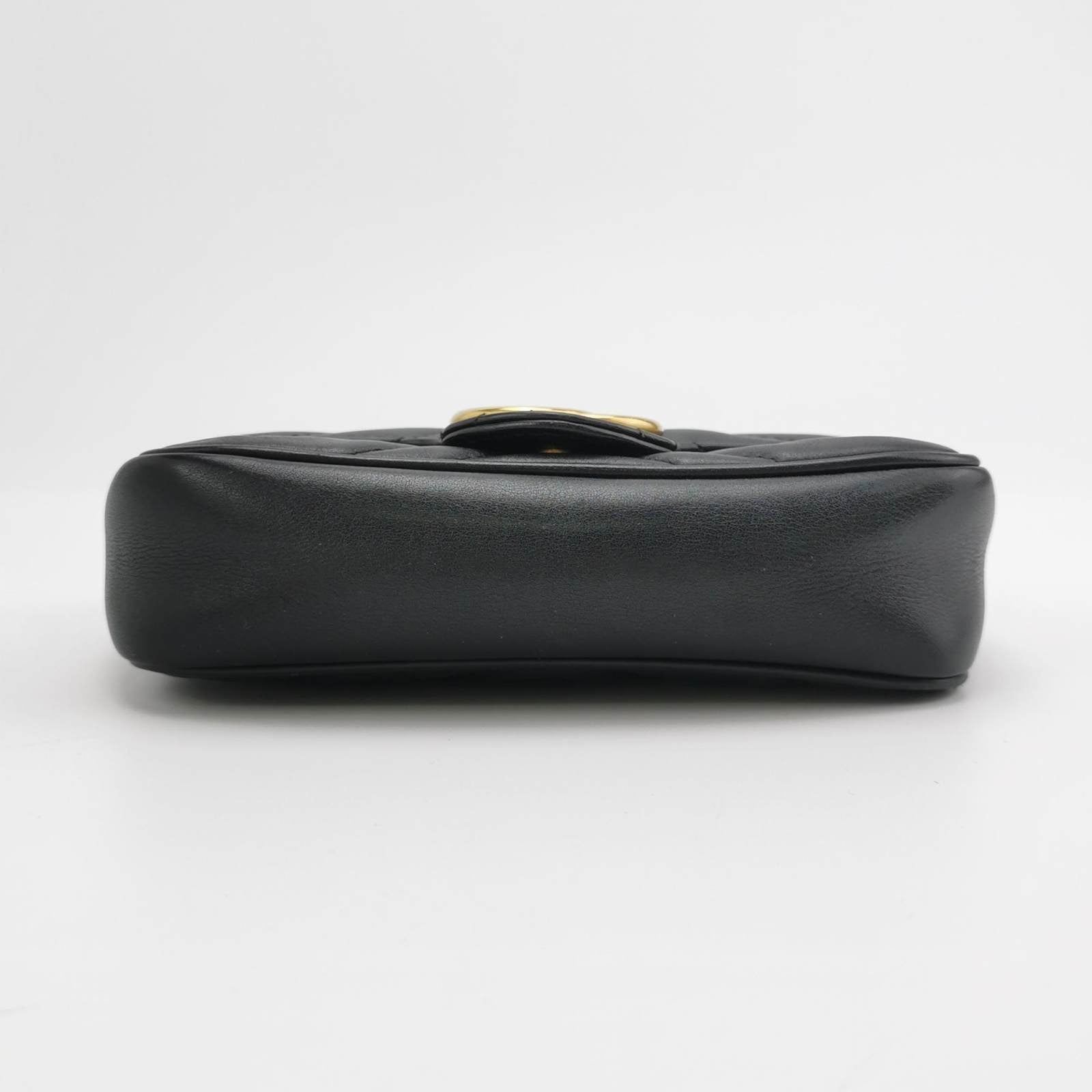 Gucci Marmont Super Leather Black Mini Flap Travel Bag Leather 1