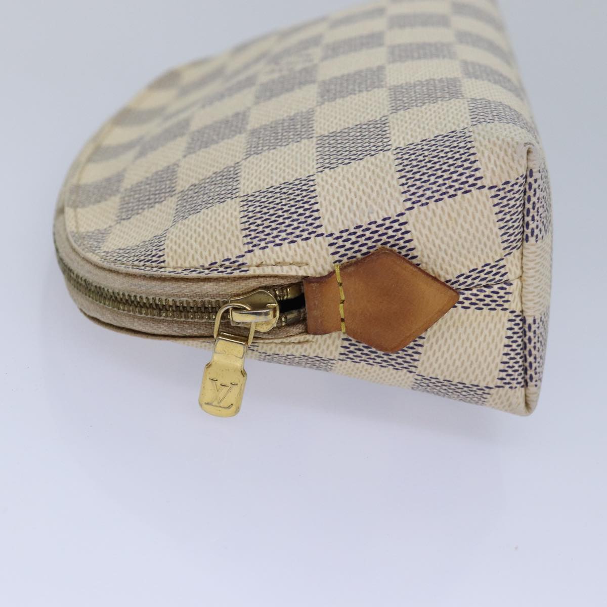 LOUIS VUITTON Damier Azur Pochette Cosmetic PM Pouch N60024 LV Auth 82598