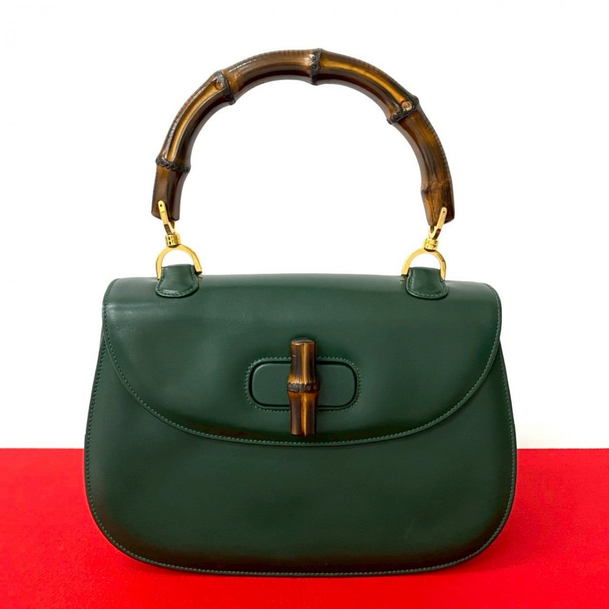 Gucci Bamboo Leather Green Handbag