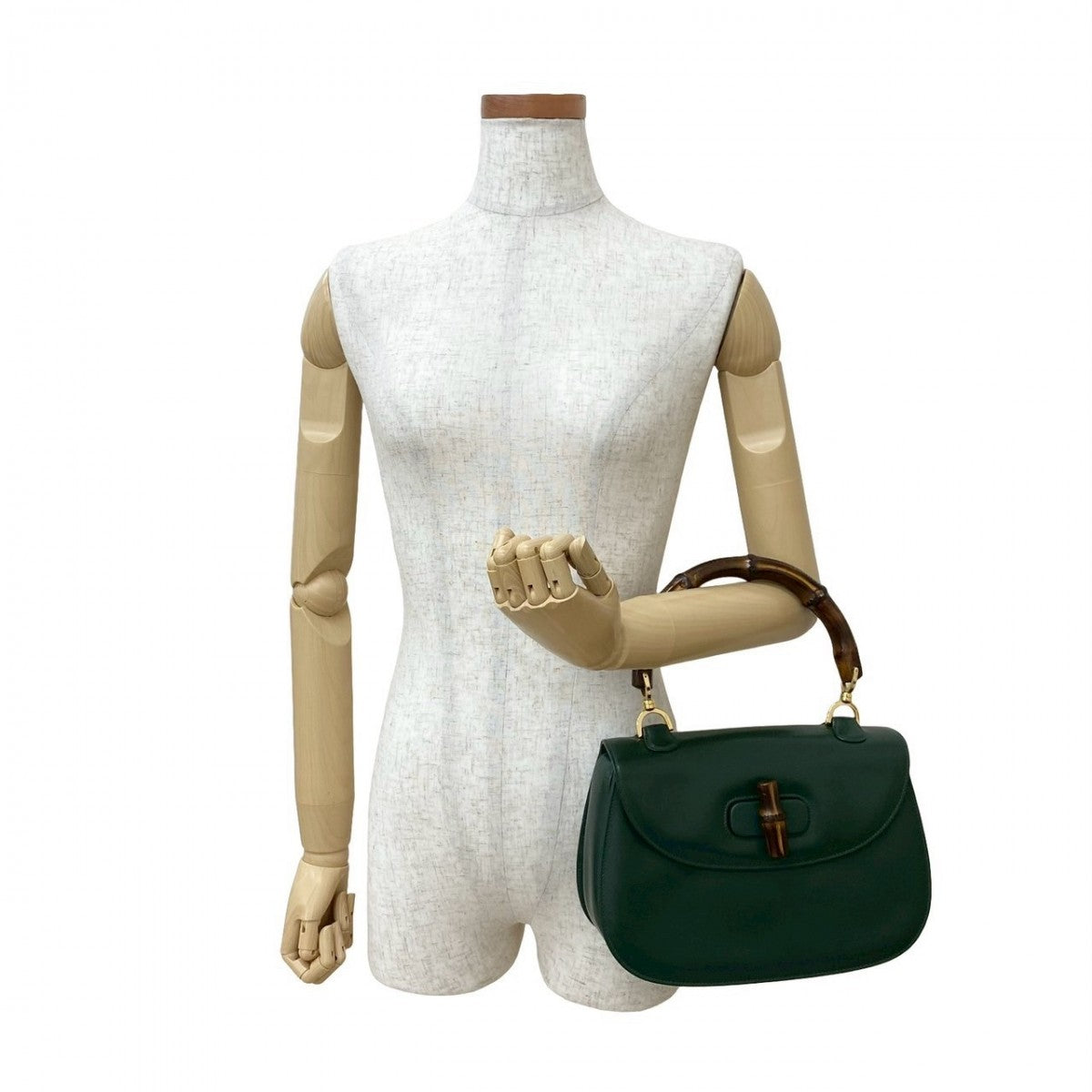 Gucci Bamboo Leather Green Handbag