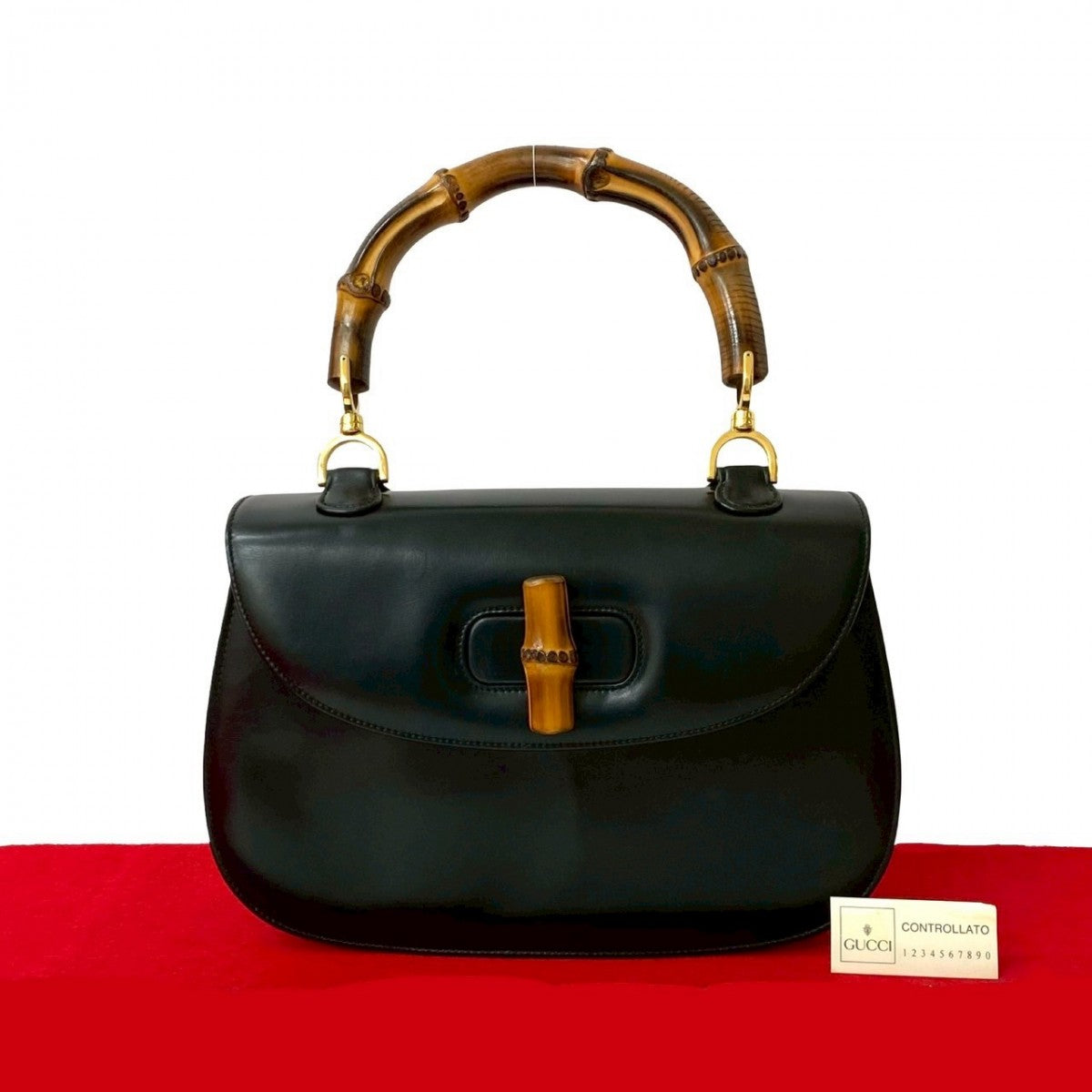 Gucci Bamboo Leather Black Handbag 825B823