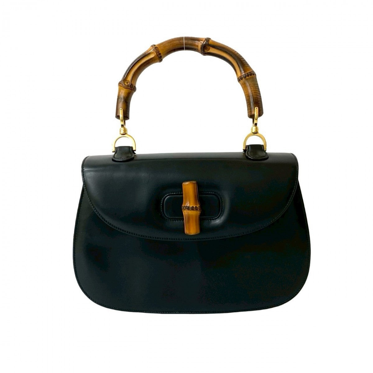 Gucci Bamboo Leather Black Handbag 825B823