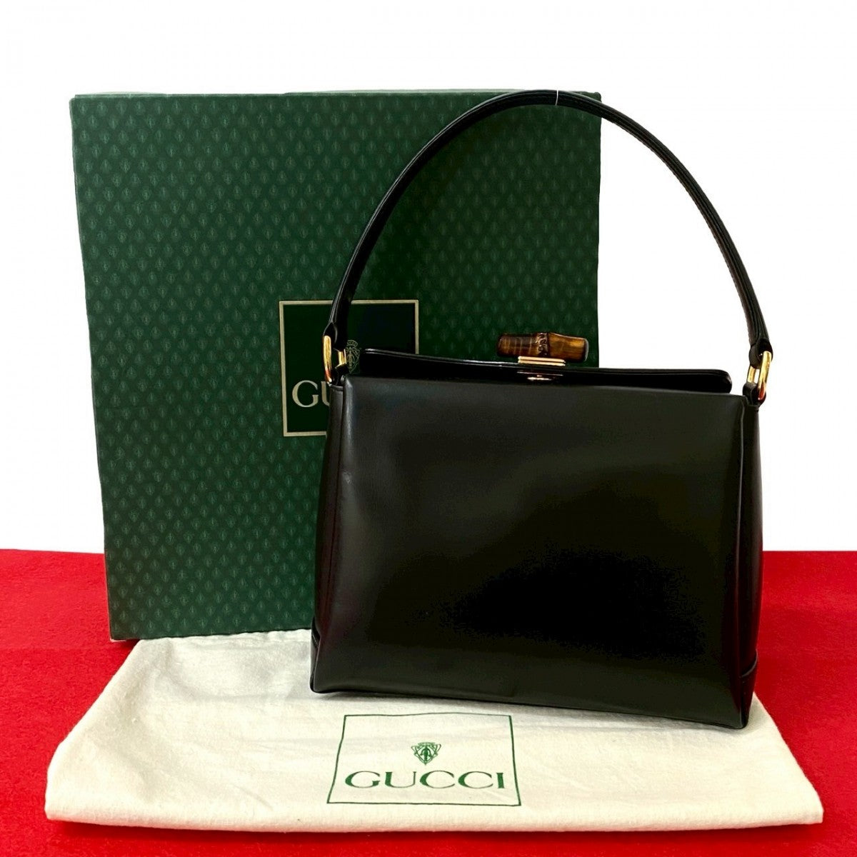 Gucci Bamboo Leather Black Handbag 825B825