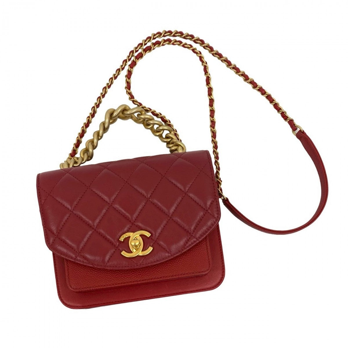 Chanel Matt caviar skin Matrasse flap Red Small Shoulder Bag