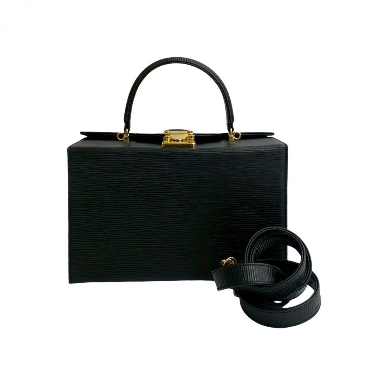 Fendi Shoulder Bag Epi Leather Black
