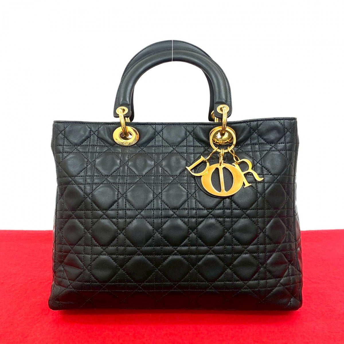 Dior Handbag Lady Leather Black Travel Bag