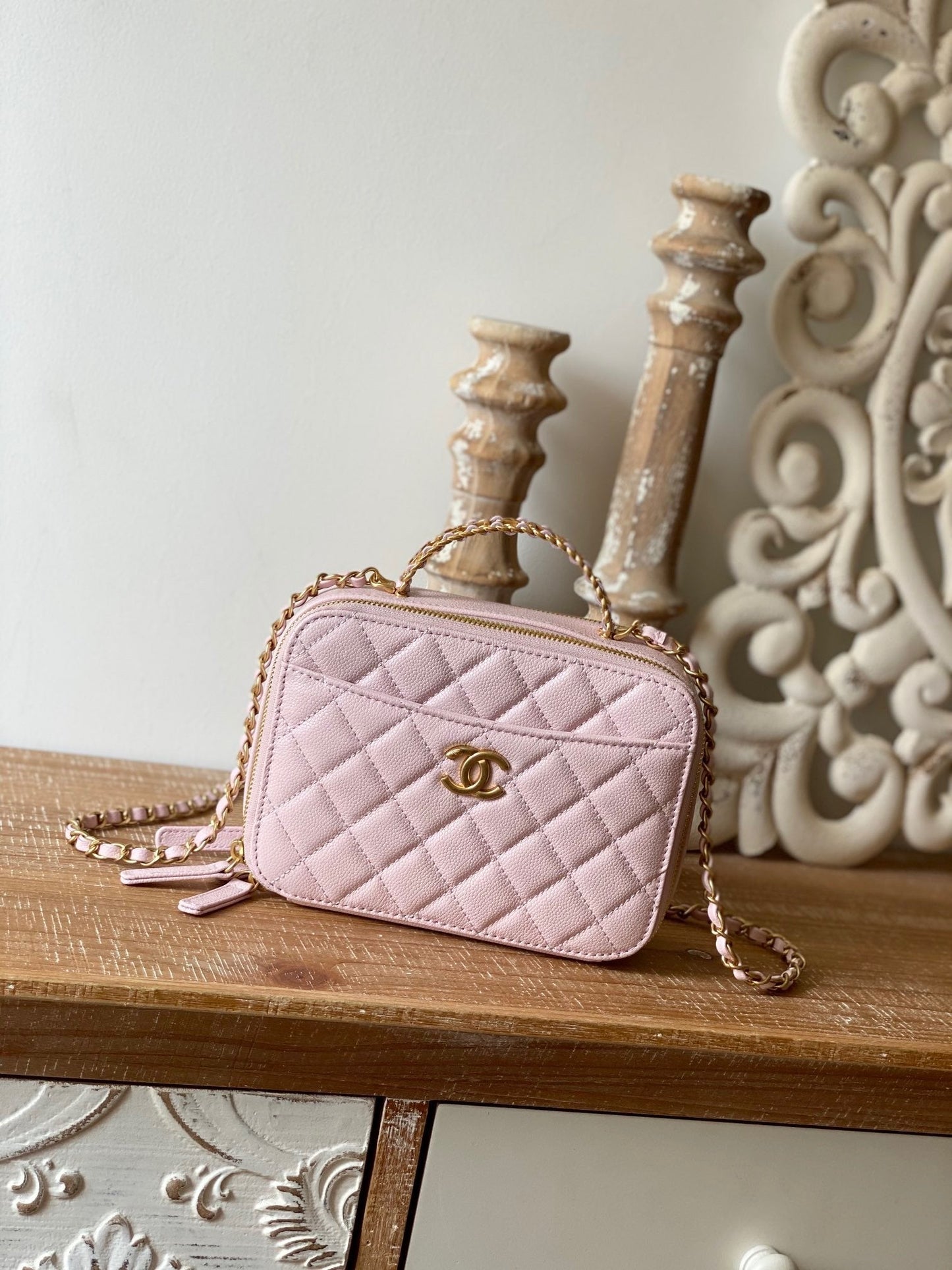 Chlsmall Vanity Case Hardware Light Pinike For Gold Shoulder Bag