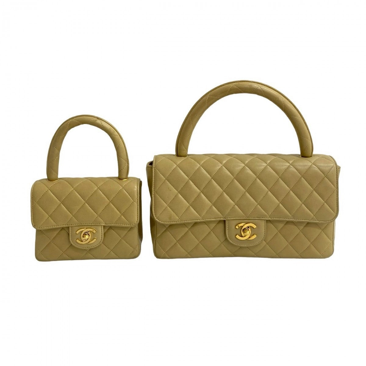 Chanel lambskin Matrasse Parent child Beige Handbag