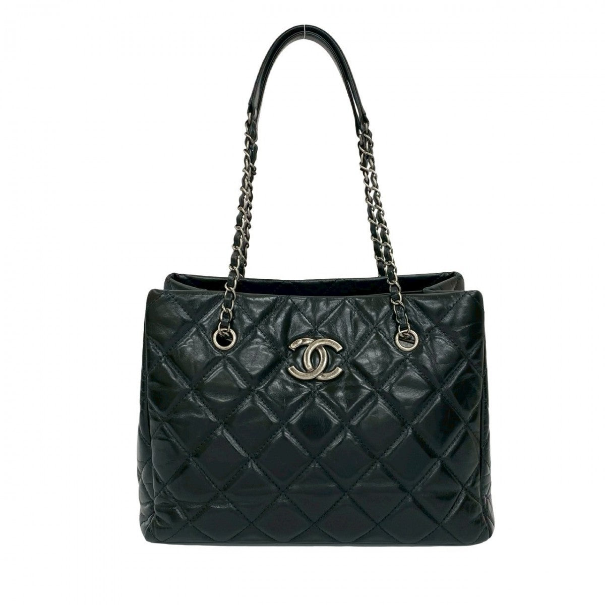 Chanel Matrasse Black Leather Tote Bag
