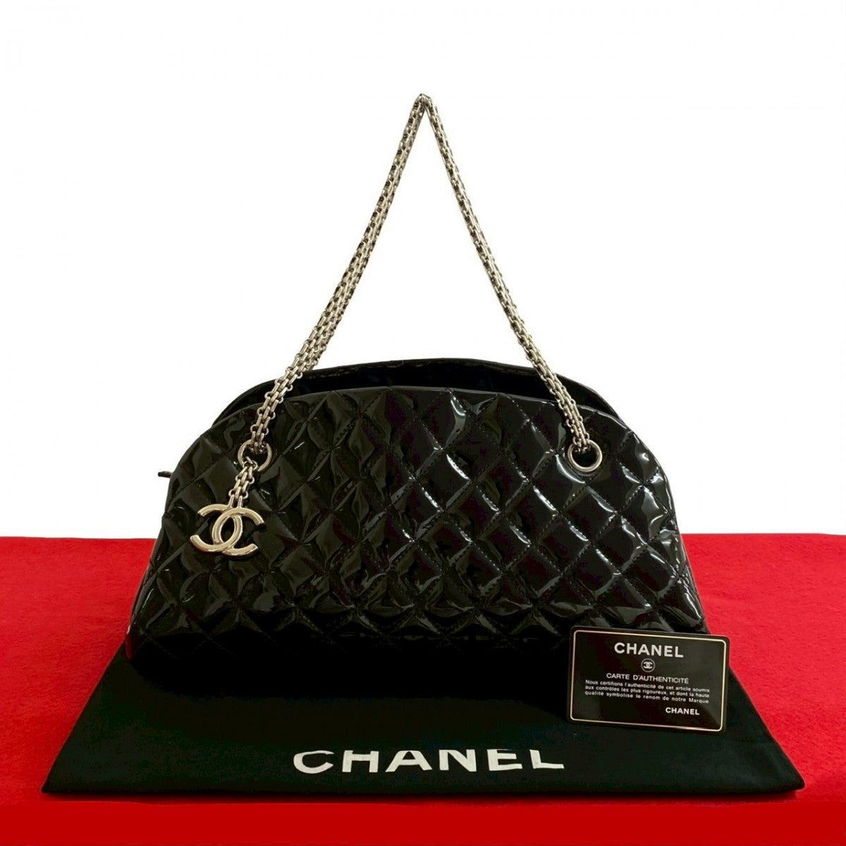 Chanel Patent Matrasse Mademoiselle Black Leather Shoulder Bag
