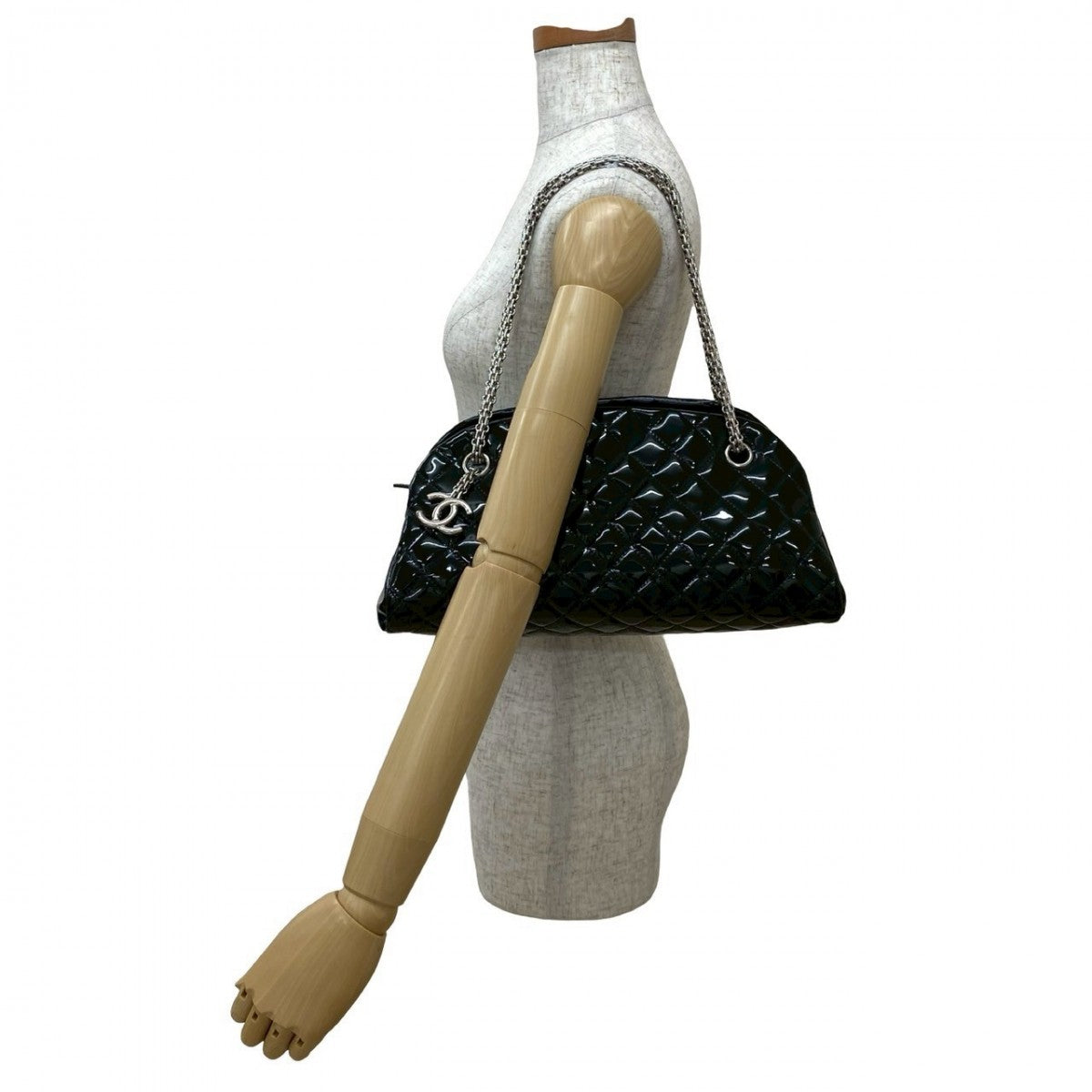 Chanel Patent Matrasse Mademoiselle Black Leather Shoulder Bag